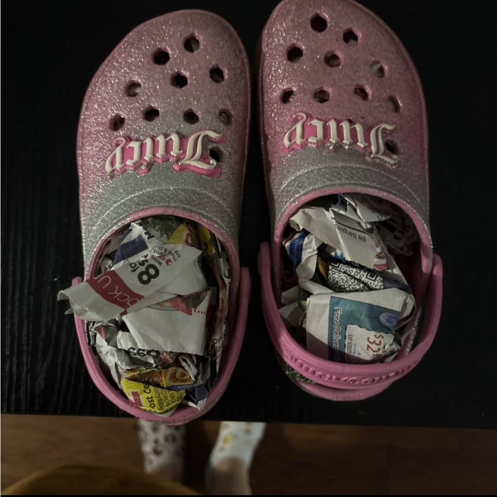 Juicy Couture Pink and Silver Sandals with Perforated Design